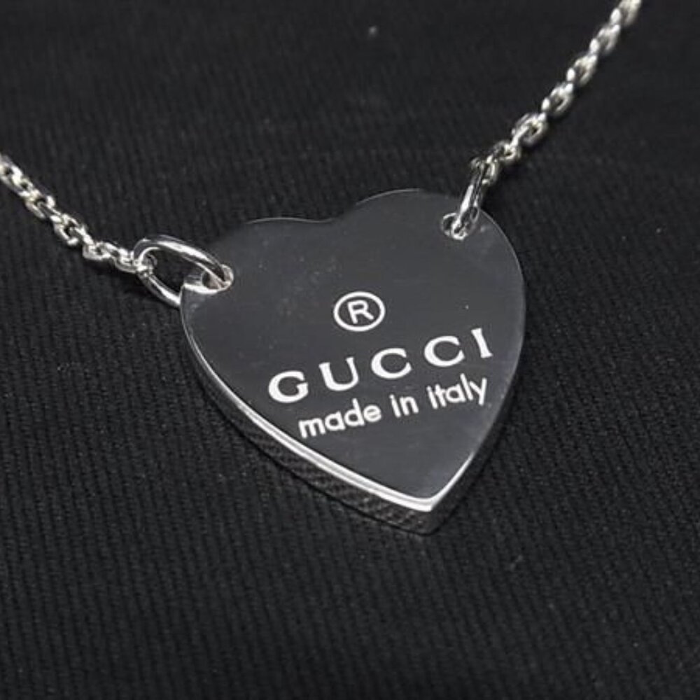 Gucci SV 925 Heart Necklace Pendant Accessory Silver Cc0457 - Picture 2 of 3